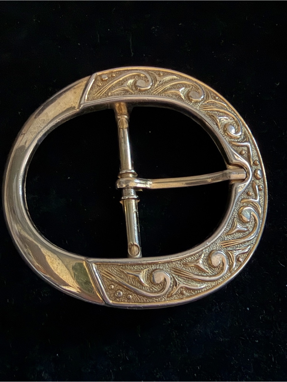Vintage Brass Oval Belt Buckle 2.5x3”